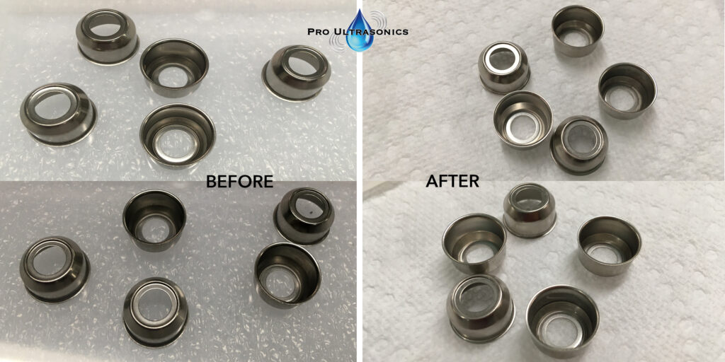 Small metal parts before and after Pro Ultrasonics